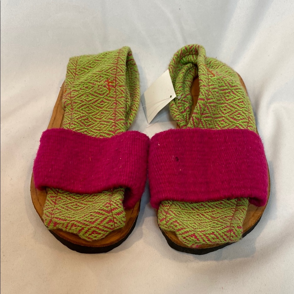 Green and Pink Sandals Handcrafted